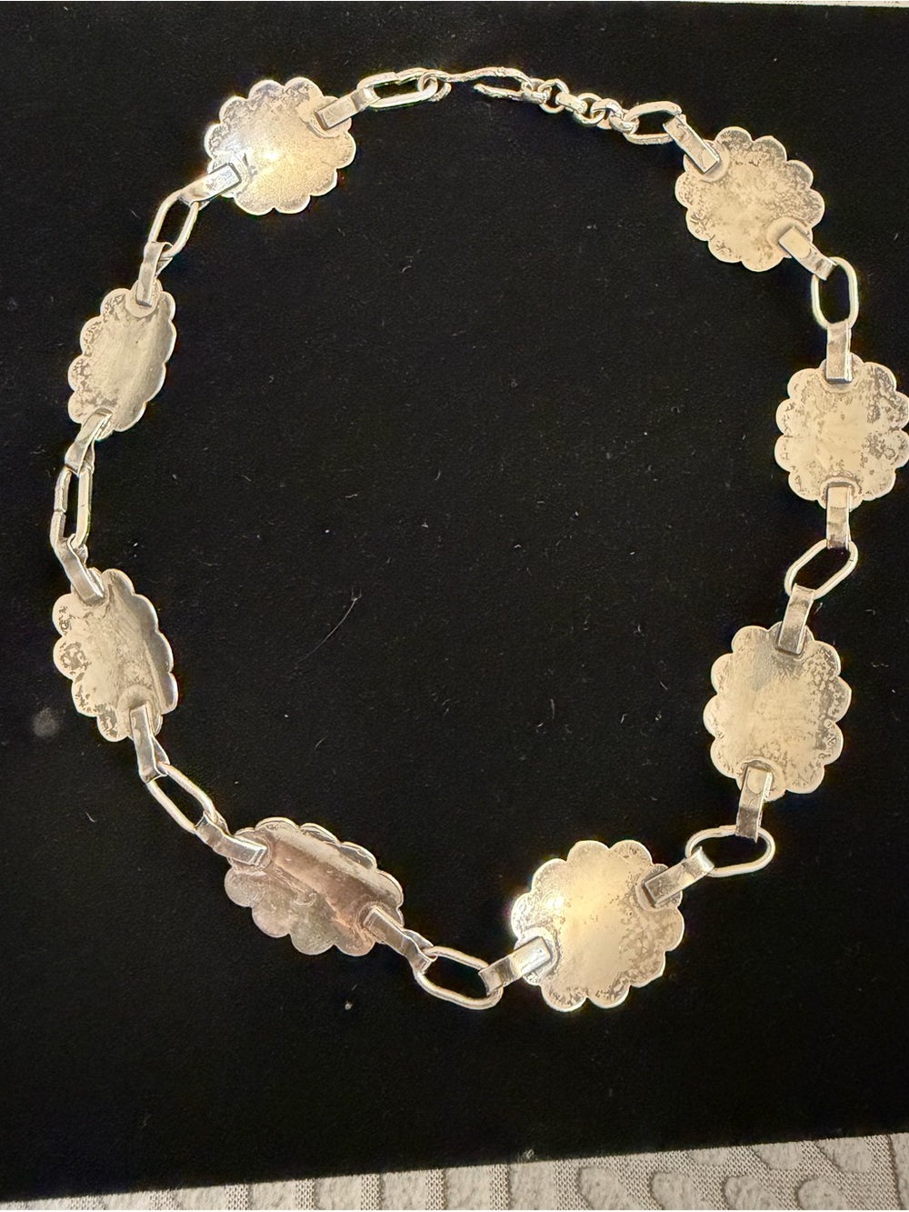 Rare Vintage Navajo Sterling Silver and Red Coral Concho Link Necklace - Picture 9 of 15